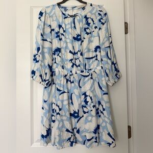 LOFT Blue and White Floral Mini Dress